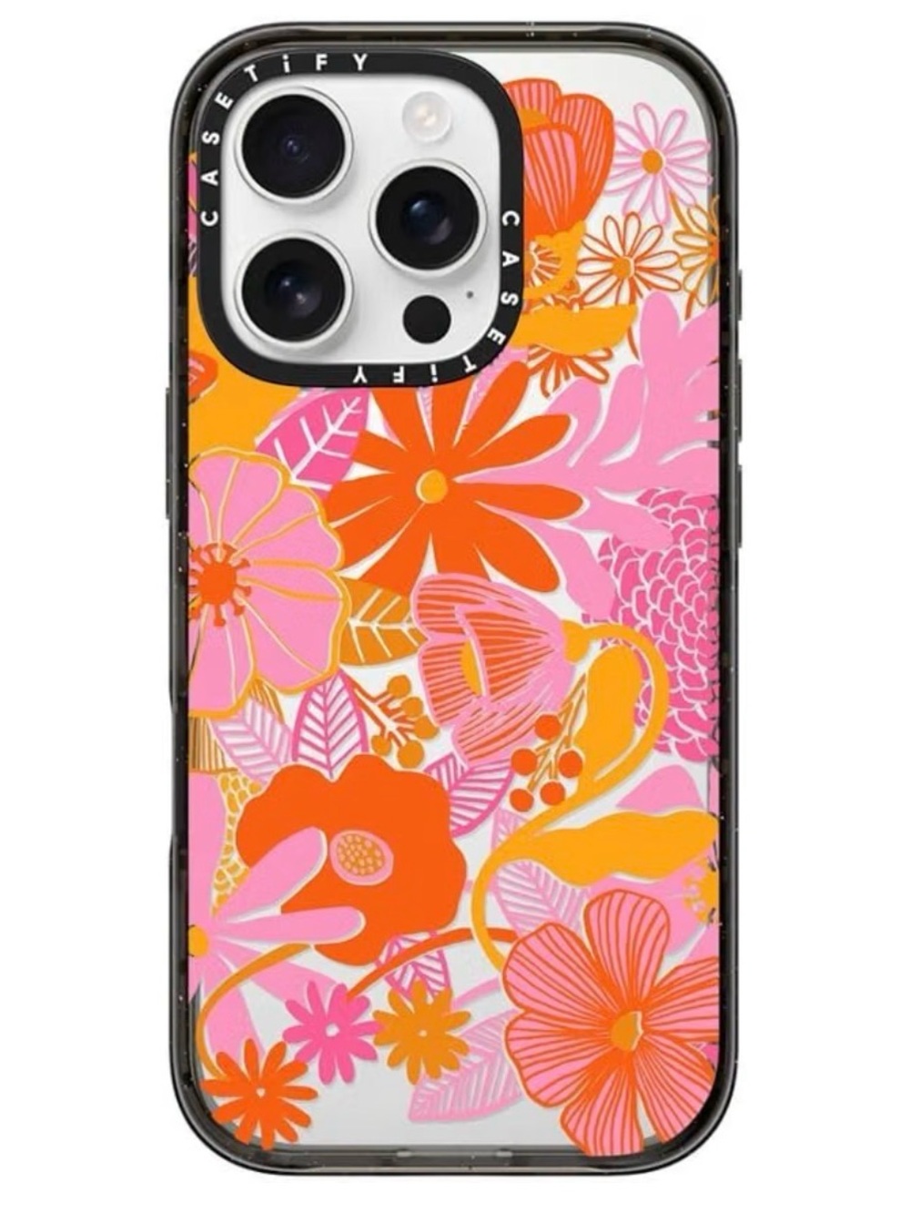 Casetify Pink & Orange Floral iPhone 16 Pro Case